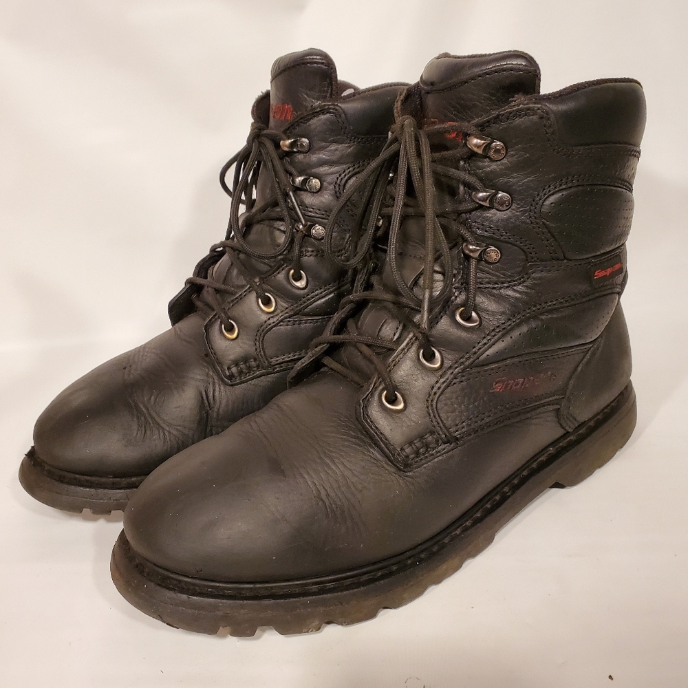 Snap-on black leather mens size 13 work boots